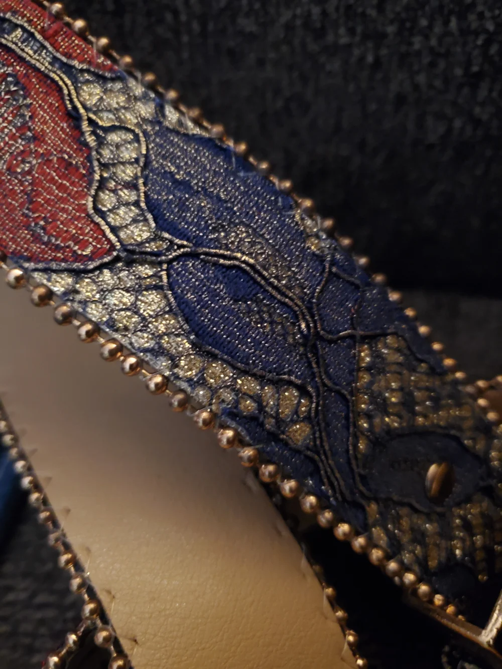 Women's Blue Belt with Gold-Tone Floral Buckle